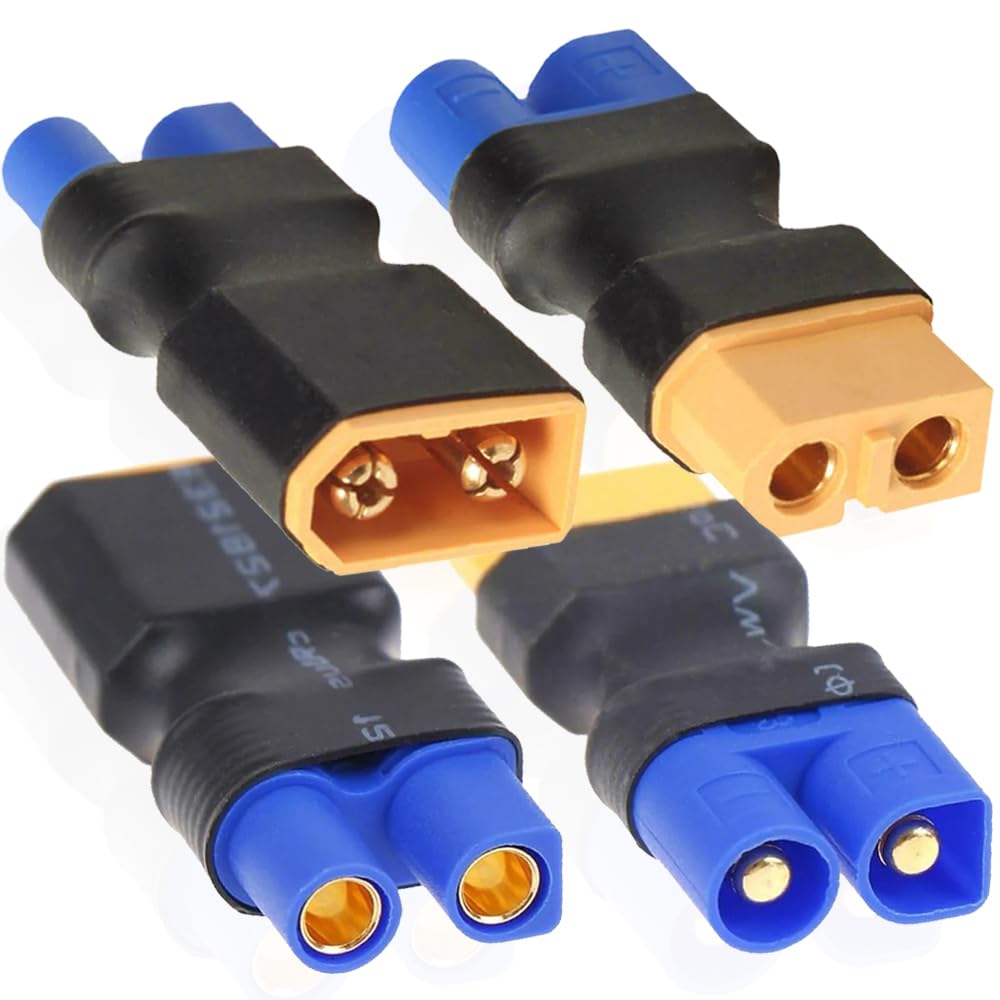 HAAMNING7 XT60 to EC3 Plug Adapter, EC3 Male to XT60 Female Plug & EC3 Female to XT60 Male Plug for RC FPV Drone Car Lipo NiMH Battery Charger ESC (4 Pack)