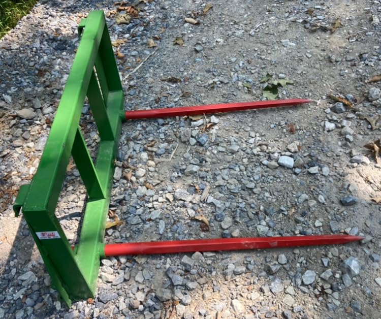 Kivel Heavy Duty USA Made Dual Prong Hay Bale Spear for Jhn Deere Tractors, Jhn Deere Hook and Pin Style Mount-39" Spears -Material Handling Attachment