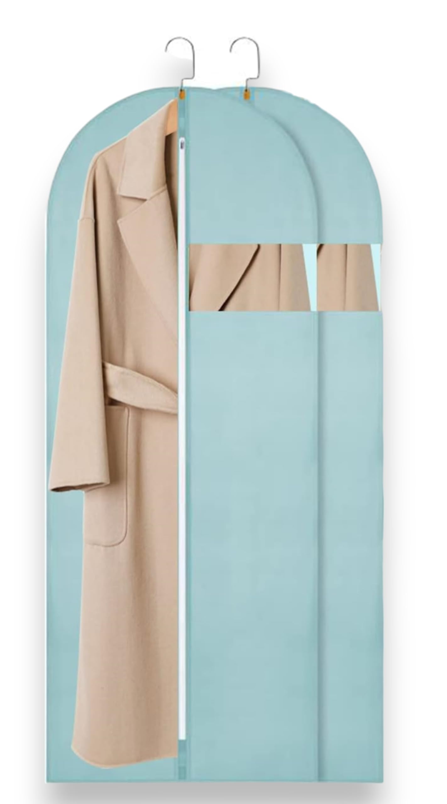 Sponsored Ad - RAAHII Long Sherwani Lehenga Dress gown packing cover for storing heavy large long coat garment bag clothes for wedding, travel and wardrobe storage (Pack of 1, Light blue)