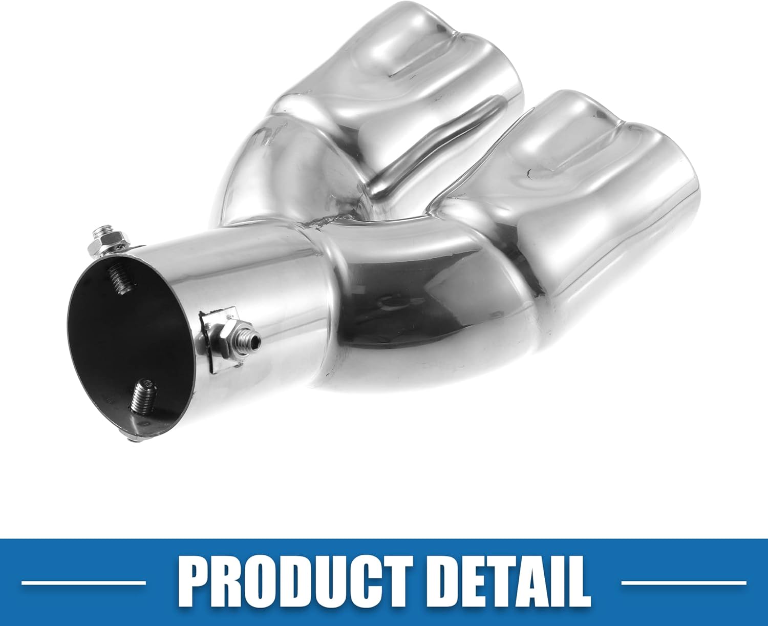 Car Dual Exhaust Tip Pipe Heart Shaped Applicable Diameter 2.36" Universal Exhaust Pipes Muffler Tip Tailpipe Bolt-On Metal Silver Tone