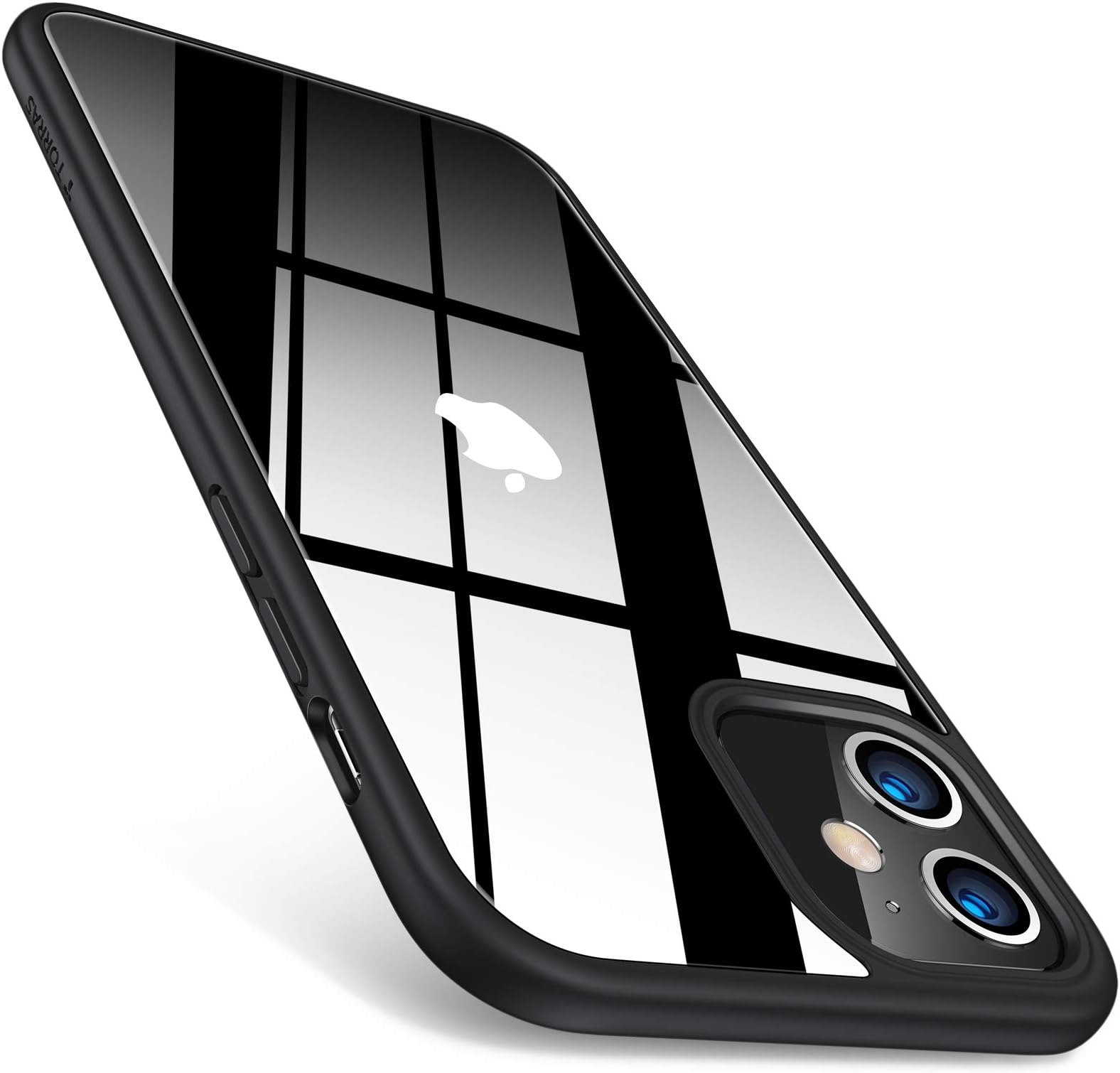 TORRAS Diamonds Clear Compatible for iPhone 12 Mini Case, Military Grade Shockproof Hard Plastic Back & Flexible Soft Bumper Slim Fit Protective Phone Case Compatible for iPhone 12 Mini, Black