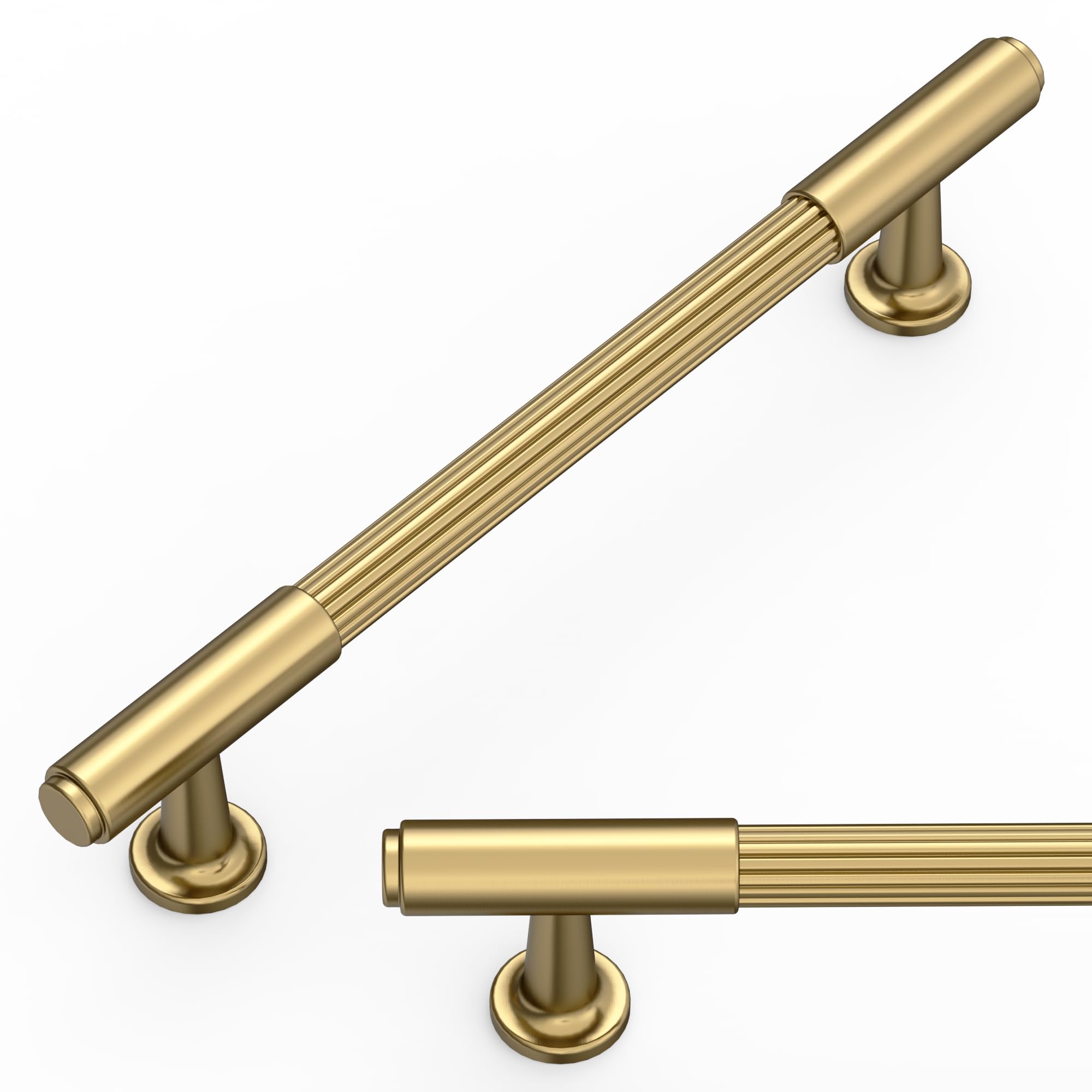 Amerdeco 10 Pack Champagne Bronze Cabinet Pulls 5 Inch(128mm) Hole Center Heavy Duty Solid Kitchen Cabinet Handles Drawer Pulls