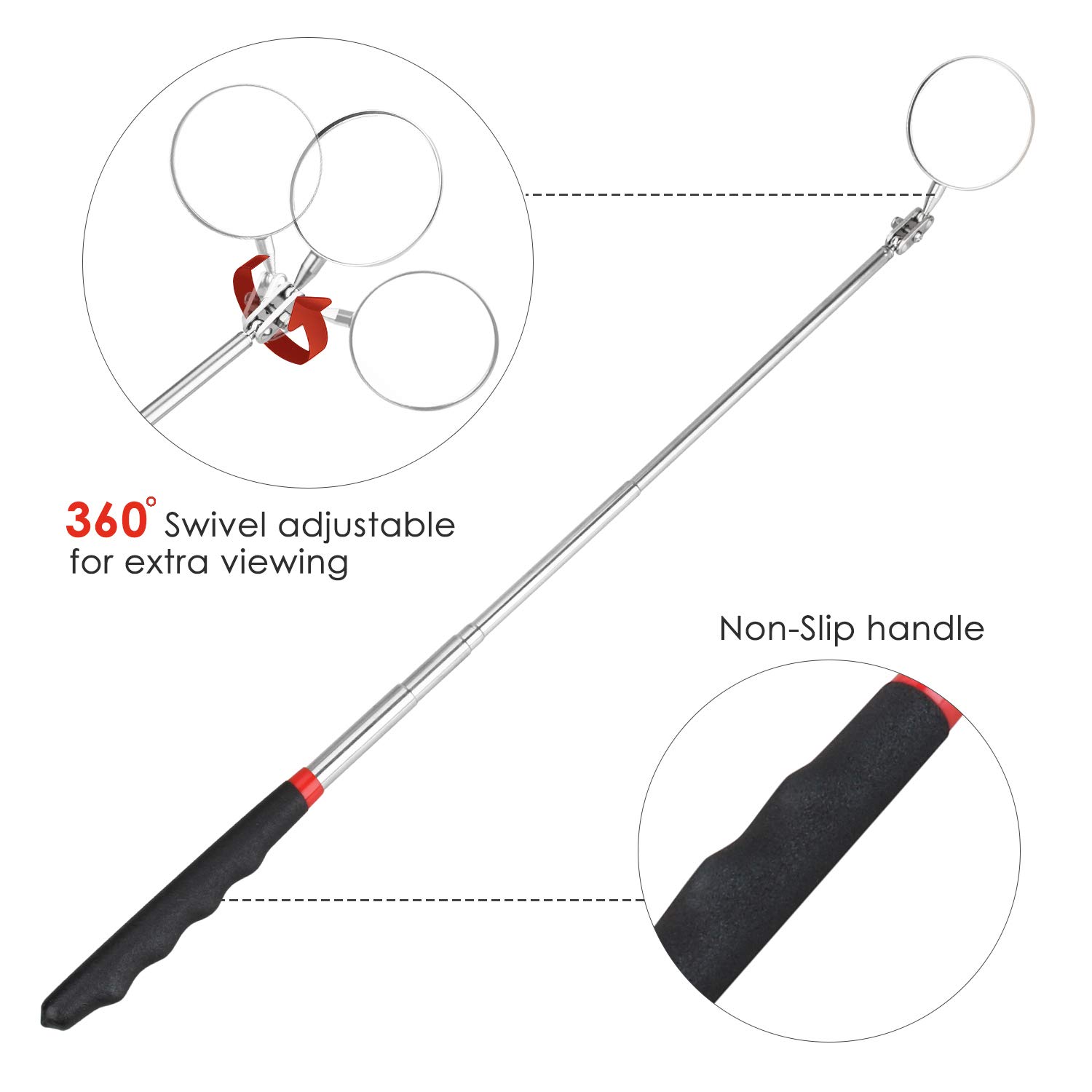 4 Pack Magnetic Pick-Up Tool, Telescoping Pick Up Sticks, Inspection Mirror with LED Light for Extra Viewing Pickup, Christmas Stocking Stuffers, Cool Gadgets Gifts for Men, Dad, Husband, Father, Him