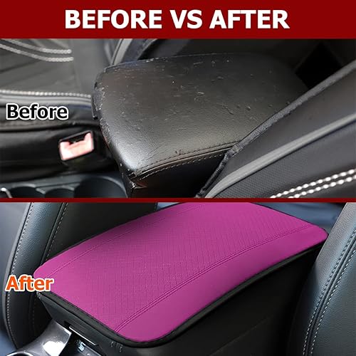 Miniatura 6 de 8sanlione Alfombrilla de almacenamiento para reposabrazos de automóvil, funda de consola central de cuero de fibra para automóvil, accesorios de