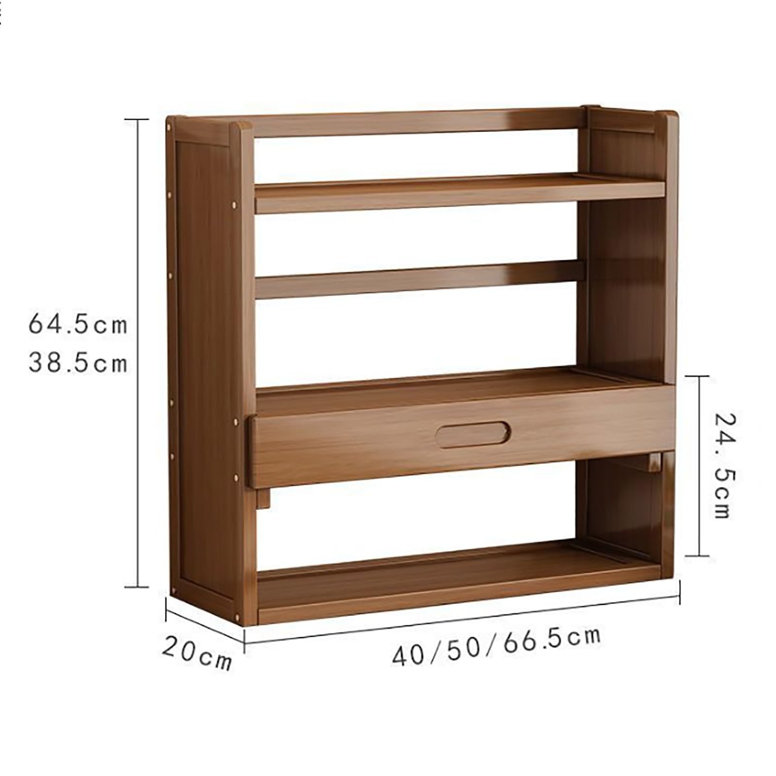 Schreibtisch-Organizer aus Holz mit Schubladen für Heimbürobedarf, zweilagig, 66 cm, Schreibtisch-Bücherregal