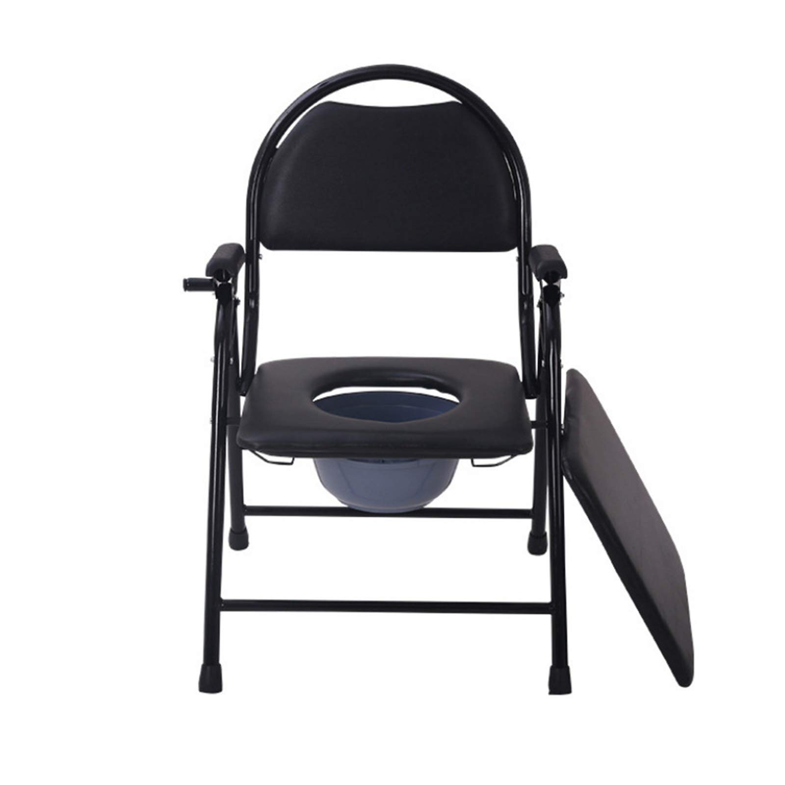 Krzesło Commode Wielofunkcyjne składane krzesło toaletowe ze stali nierdzewnej z oparciem, ergonomiczne siedzisko dla osób starszych, niepełnosprawnych i kobiet w ciąż(