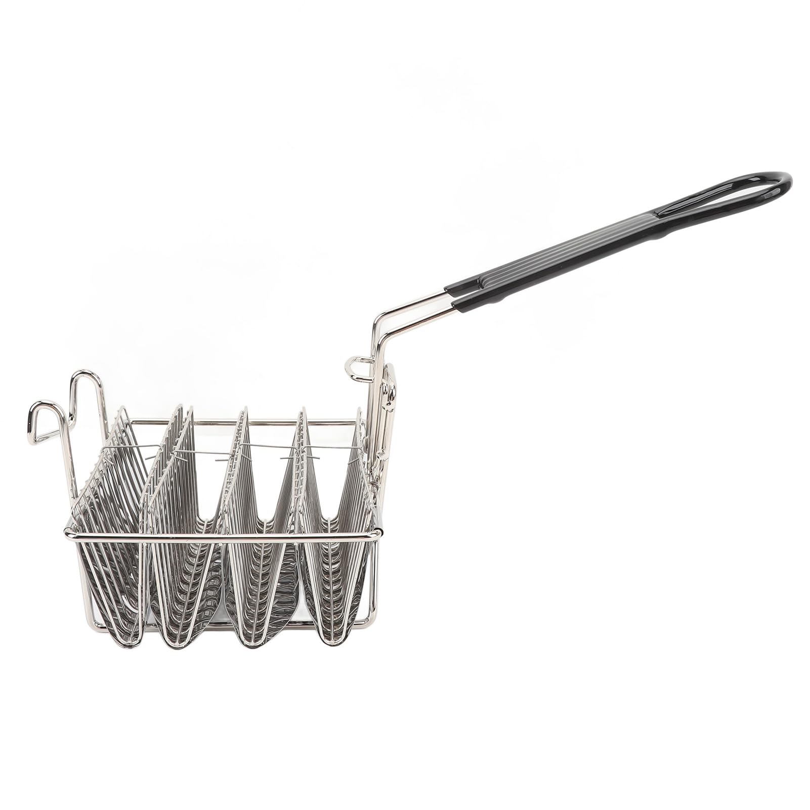 Jiawu Cesta para Freidora de Concha de Taco, Cesta para Freidora de Taco de Acero Inoxidable de 4 Conchas, para Soporte de con Desmontable y Gancho Frontal para el Hogar, Restaurante, Cocina, Fácil de