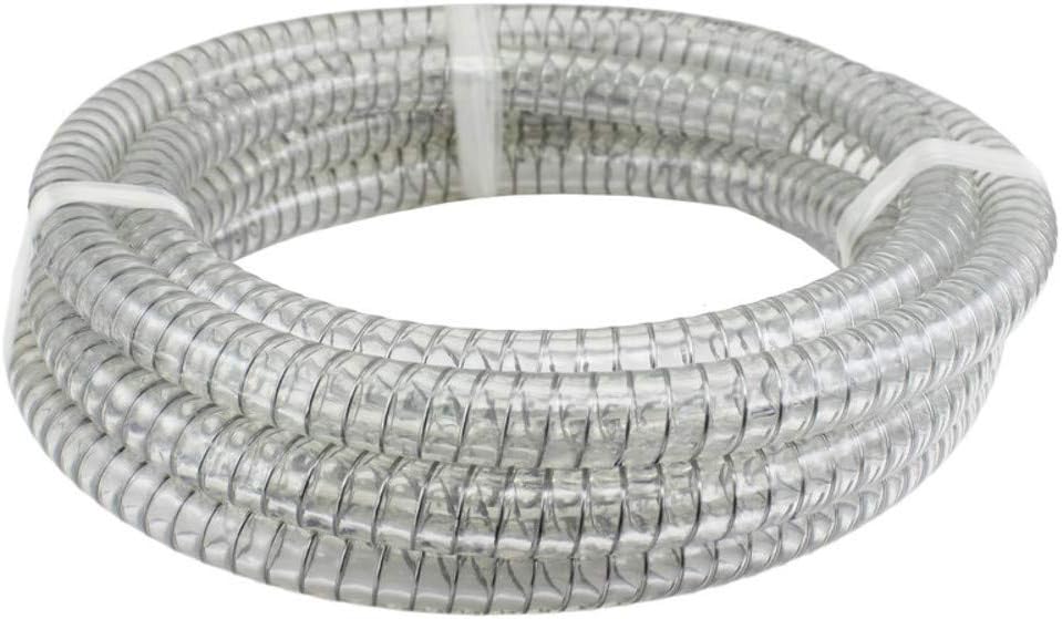 Duda Energy STpvc075-025ft 25' x 3/4 ID Steel Wire Suction PVC Flexible Tubing High Pressure Heavy Duty UV Chemical Resistant Vinyl Hose
