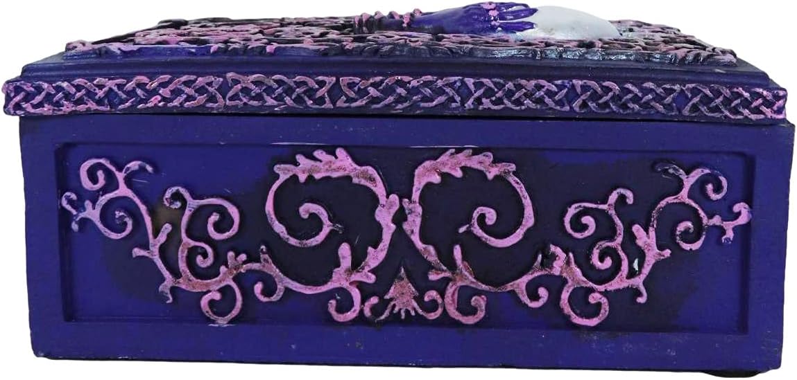 Ebros Fortune Telling Scrying Crystal Ball With Palms Raised Design Wicca Tarot Cards Decorative Box Storage Stash Trinket Jewelry Boxes Triple Moon Lucky Talisman Feng Shui Accent Multi Colored