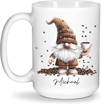 هدايا Gnome Mug ، كوب قهوة مخصص من Gnome Coffee ، كوب قهوة مخصص مع موضوع Gnome ، اسم مخصص على كأس Gnome لطيف ، هدية للنساء ، الرجال ، القدح اللطيف ، أكواب الأطفال 15oz