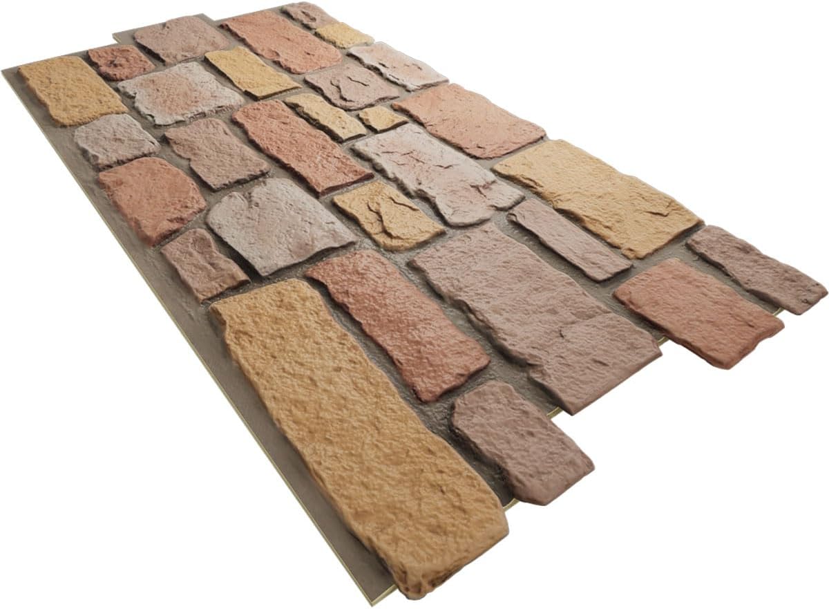 EverStone Cobblestone Faux Stone Panel, 48"W x 23 3/4"H x 1 1/8"D, Charleston Color