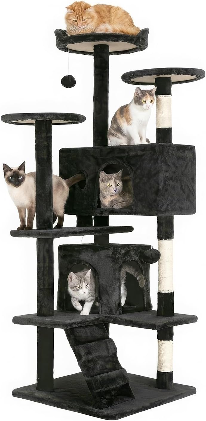 Torre para Gatos FDW 54" Nivel Múltiple con Rascadores
