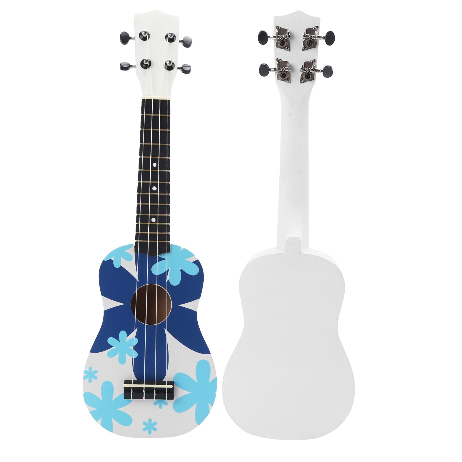 Qqmora Ukulele 21 Pollici Chitarra Hawaiana a 4 Corde per Principianti e Bambini con Custodia Protettiva, Corde in Nylon Morbido, Motivi Blu e Verdi (Blu)