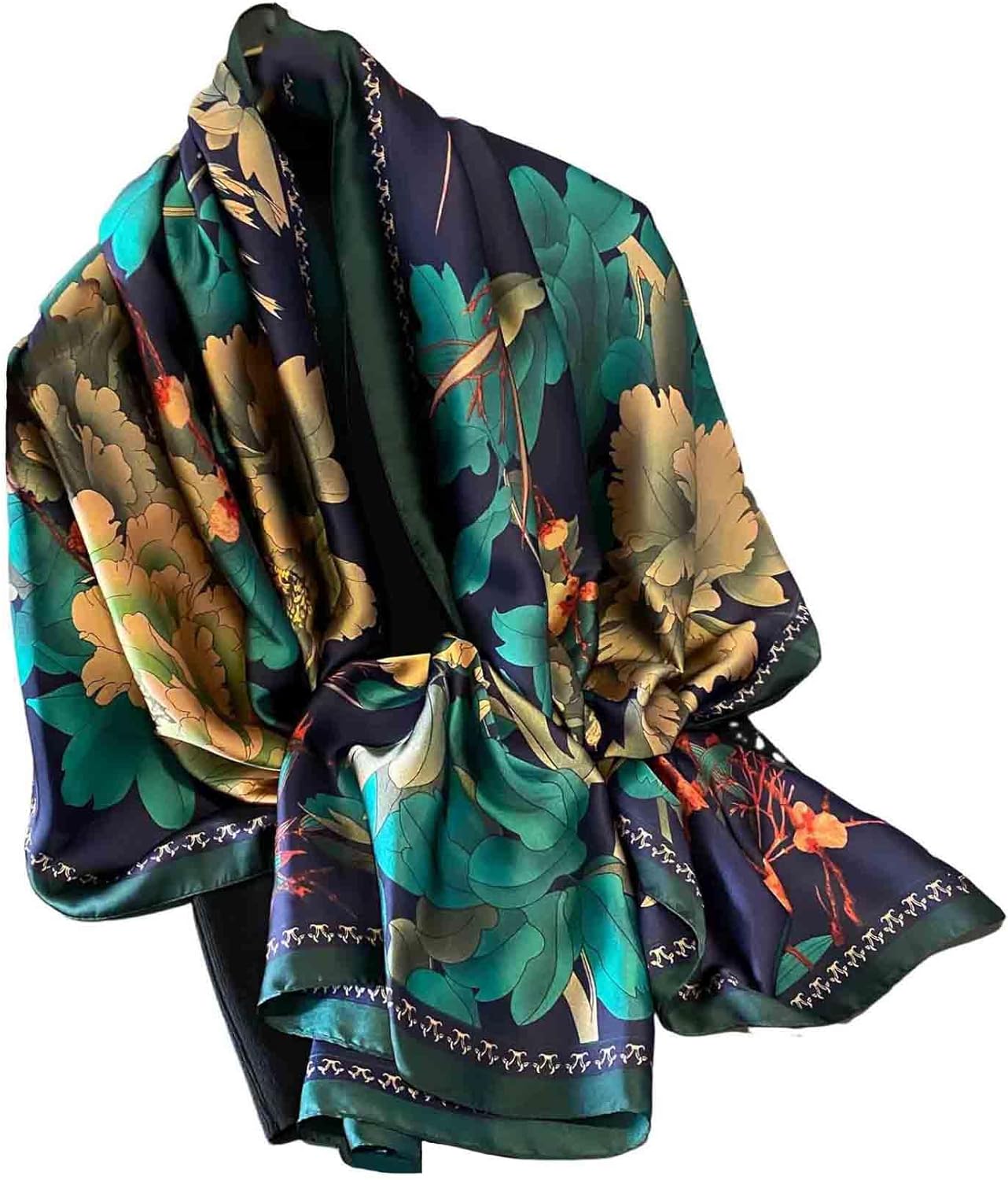 Acotavie Scarfs for Women Dressy Fashion Scarves Long Floral Pattern Scarf Lightweight Sunscreen Shawls - Image 2