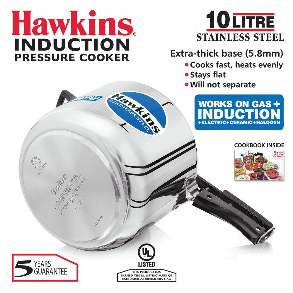 HAWKINS Pressure Cooker, Stainless steel, Silver, 10 Litre - Image 3