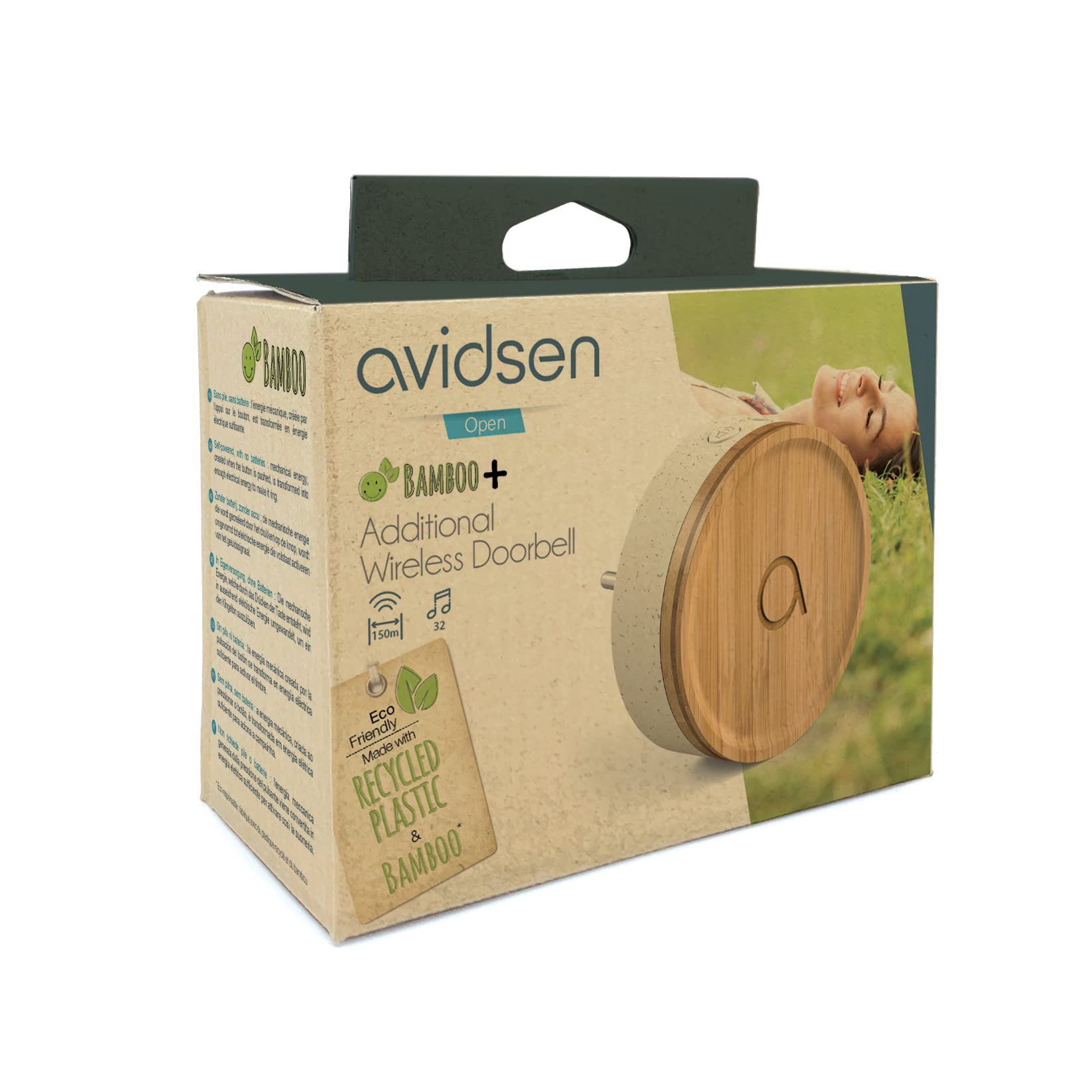Carillon supplémentaire Bamboo Compatible avec Le Carillon Avidsen Bamboo 102498 Quand on a Deux espaces a Couvrir