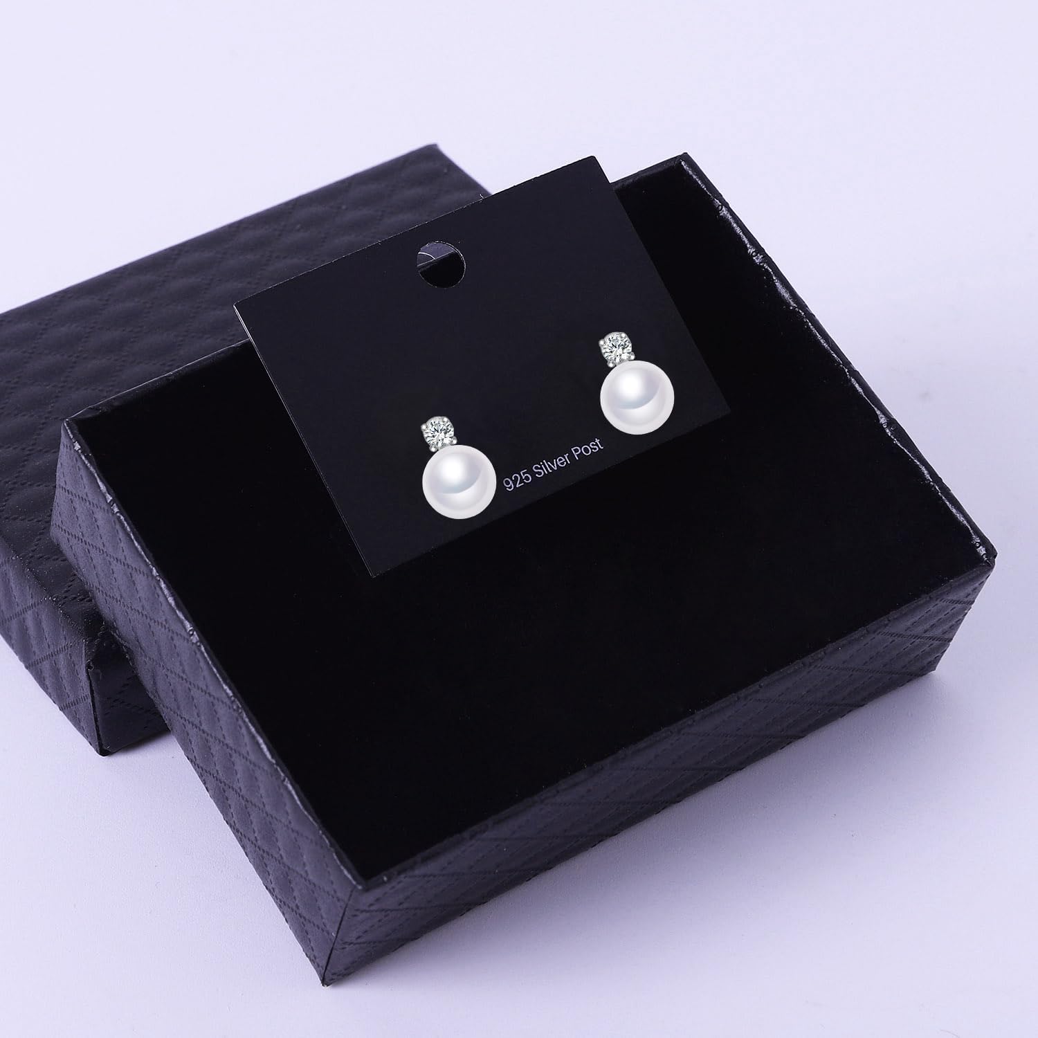 AAA+ Quality Handpicked Freshwater Cultured Stud Button Pearl Earrings Gold Plated 925 Sterling Silver Post (White gold, 8-9mm) - Image 6