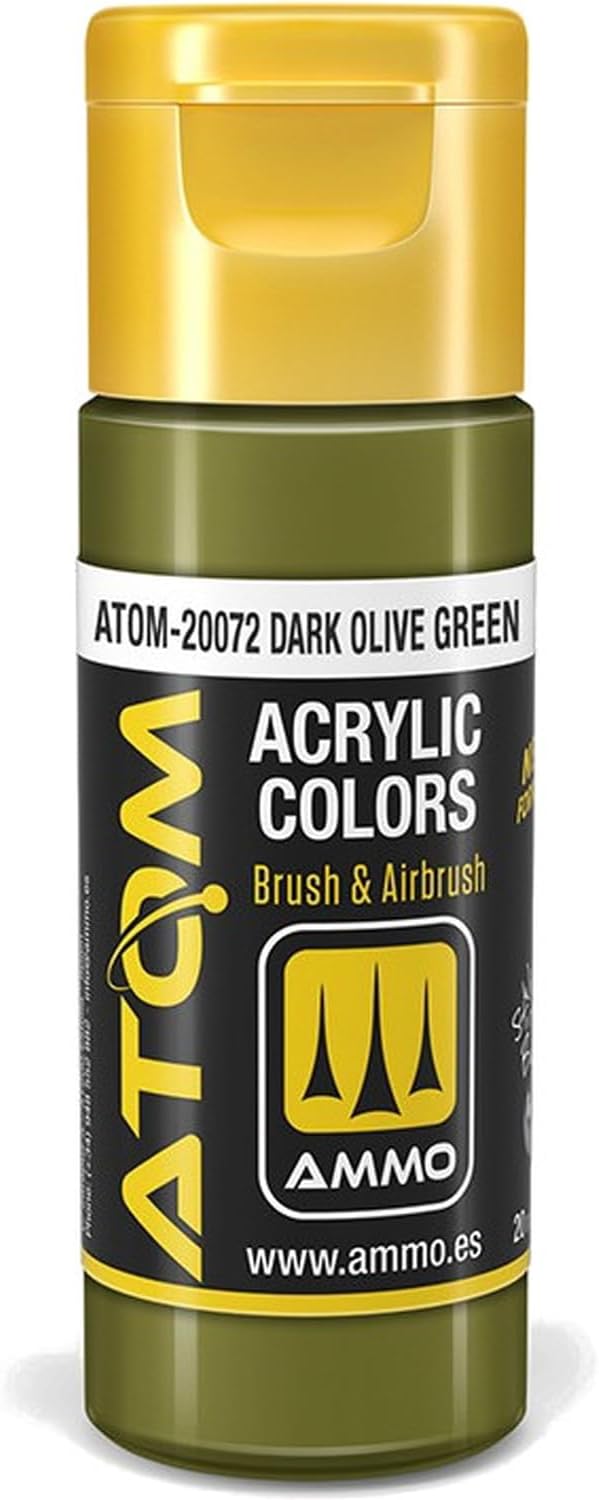 AMMO of Mig Jimenez S.L Atom: Dark Olive Green Acrylic Paint 20ml Bottle