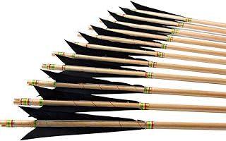 Archery Wooden English Longbow Arrows Practice Targeting Arrow 5.8" Turkey Feathers Fletching with Bullet Points for Recurve & Traditional Bow