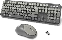 Vista 14 de Combo de teclado y mouse inalámbricos, teclado inalámbrico de tamaño completo de 2.4 GHz con teclas redondas para Windows, computadora, computadora