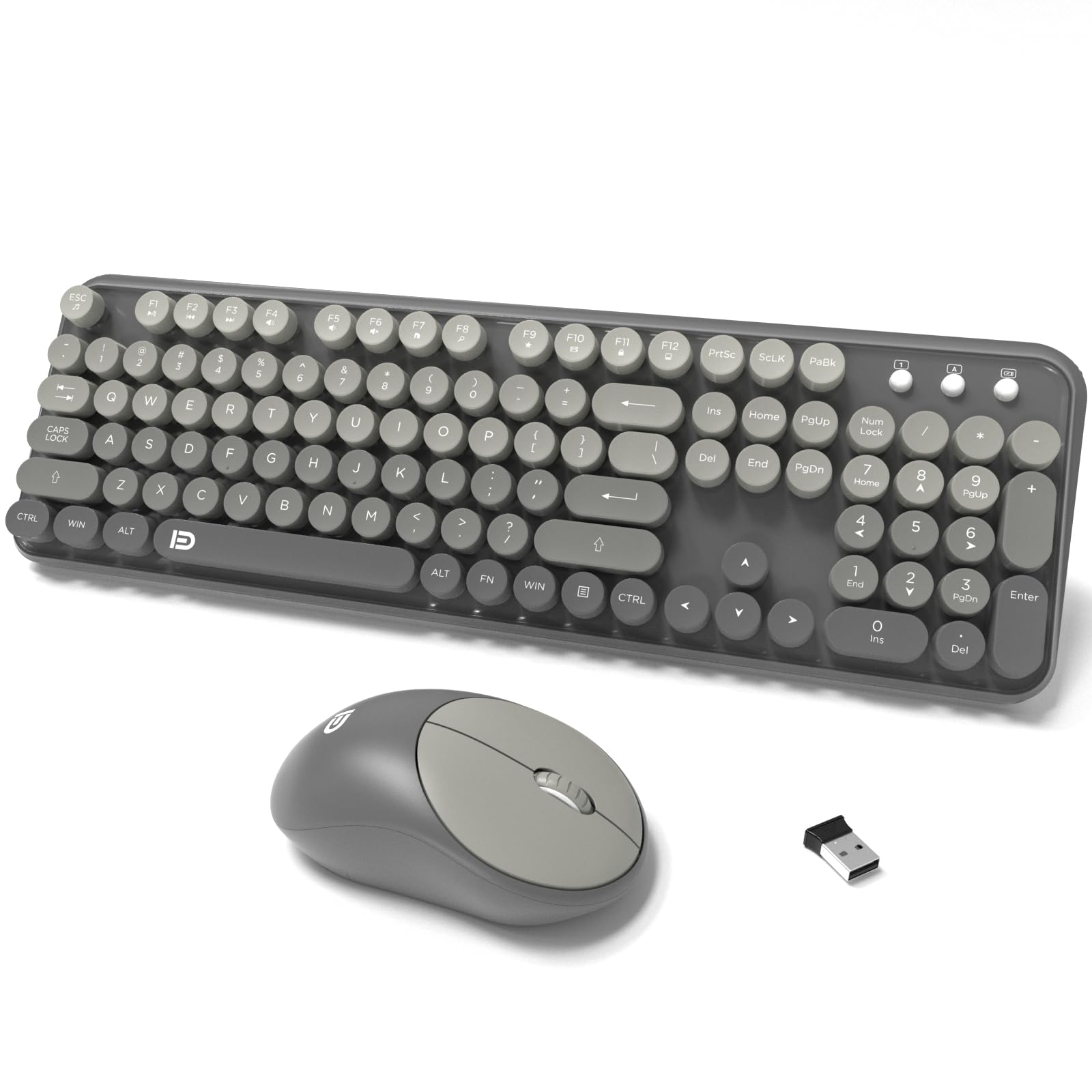 Wireless Keyboards Mouse Combos, Colorful Cute Typewriter Full-Size Retro Creamy Keyboard, 2.4GHz Sleep Mode Office Quiet Wireless Keyboard and Mouse