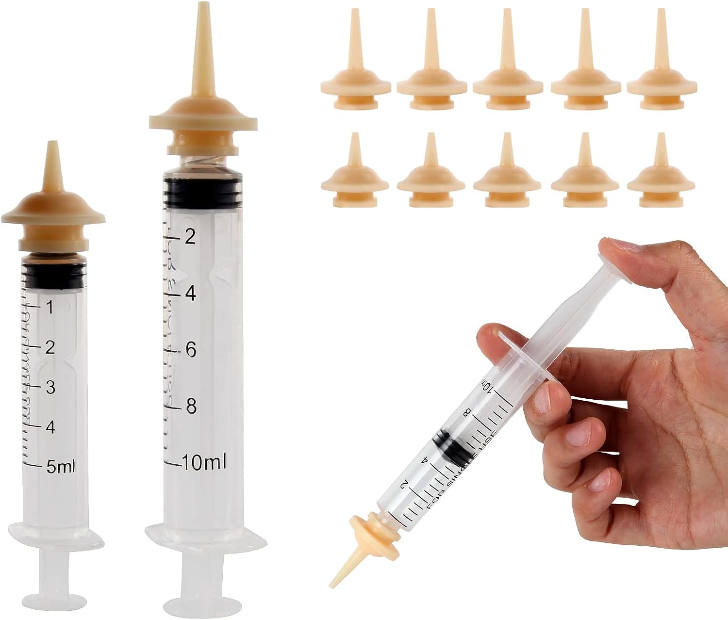 zhenzhenhao 10PCS Pet Feeding NippleContains 2 Syringes, Silicone