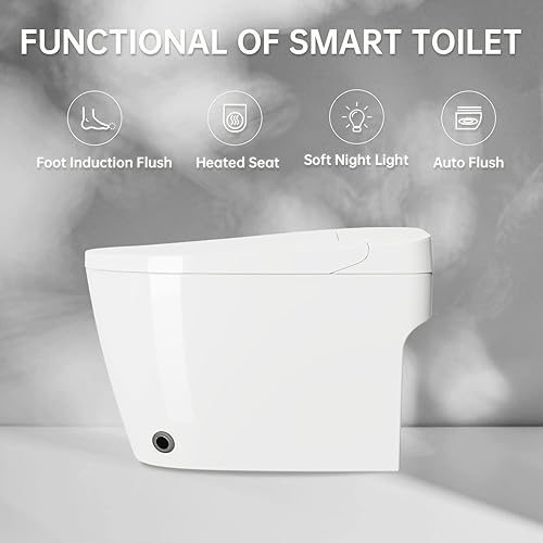 Miniatura 2 de Little Meerkat Inodoro inteligente, inodoros inteligentes sin tanque de una pieza para baños  Inodoro inteligente moderno con potente descarga