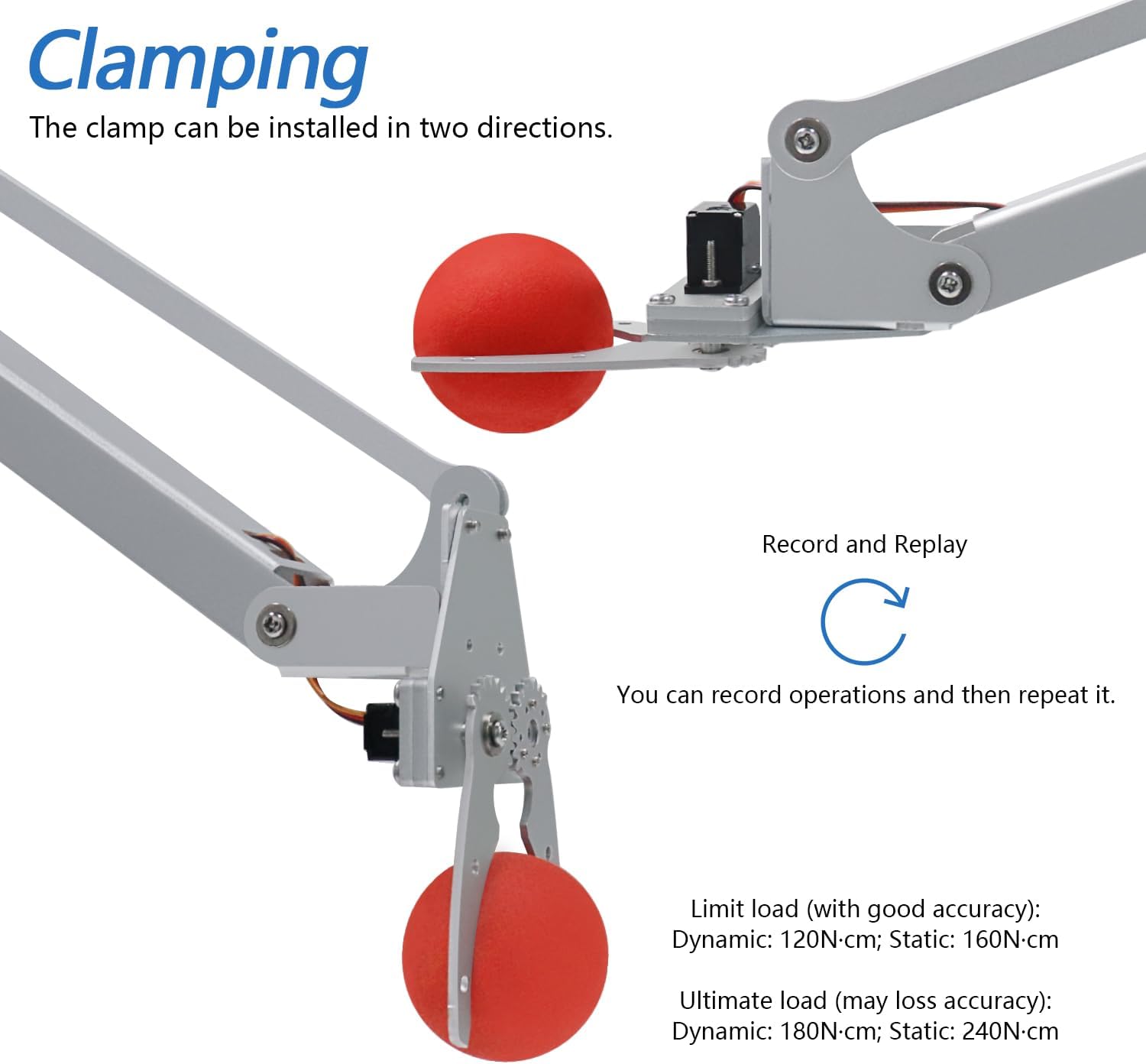 Freenove Robot Arm Kit for Raspberry Pi, High Accuracy, Stepper Motor, Metal Structure, Clamping Mode, Drawing Mode, Record and Replay, App Control (Raspberry Pi NOT Included)