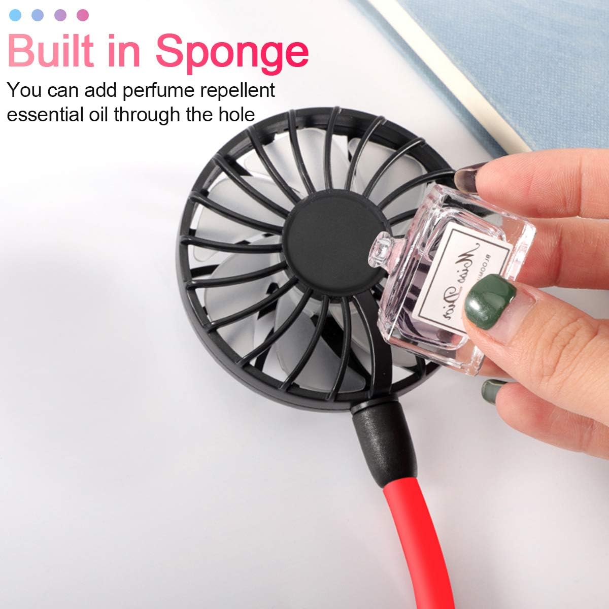 Cevapro Portable Fan Neck Fan with LED Light 2000mAh USB Rechargeable Battery Operated Personal Neckband Fan with 3 Speeds Strong Airflow for Outdoor Travel Sports Office Home