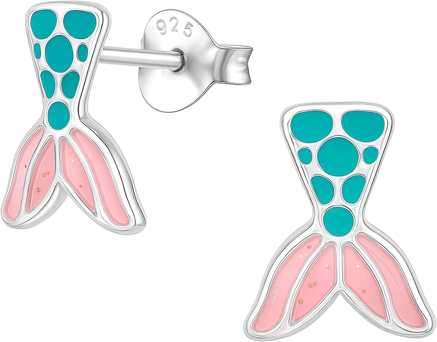 Mermaid Tail 925 Sterling Silver Stud Earrings, Very Tiny beach Ocean Jewelry Gift