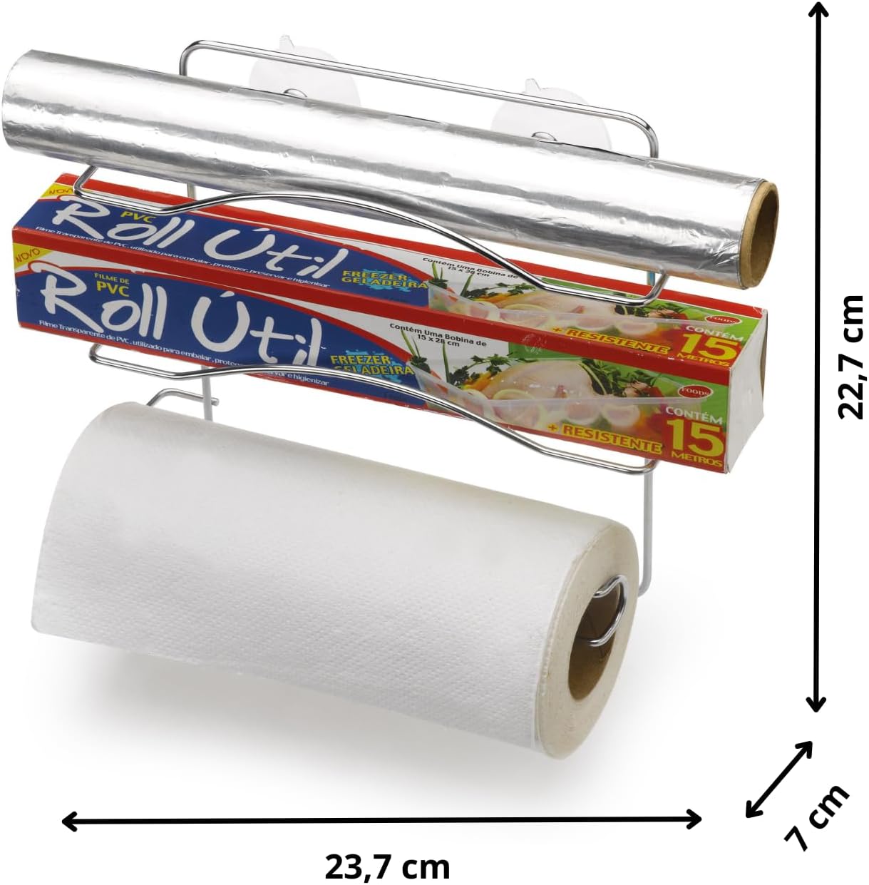 Cook Home Organizador 3 Rolos, 24cm, Cromado, Arthi