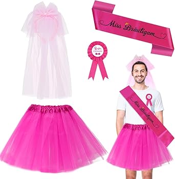 Costume Addio Al Celibato Uomo - Set 5 Pezzi Con Velo, Gonna E Occhiali A Cuore - Foto 9