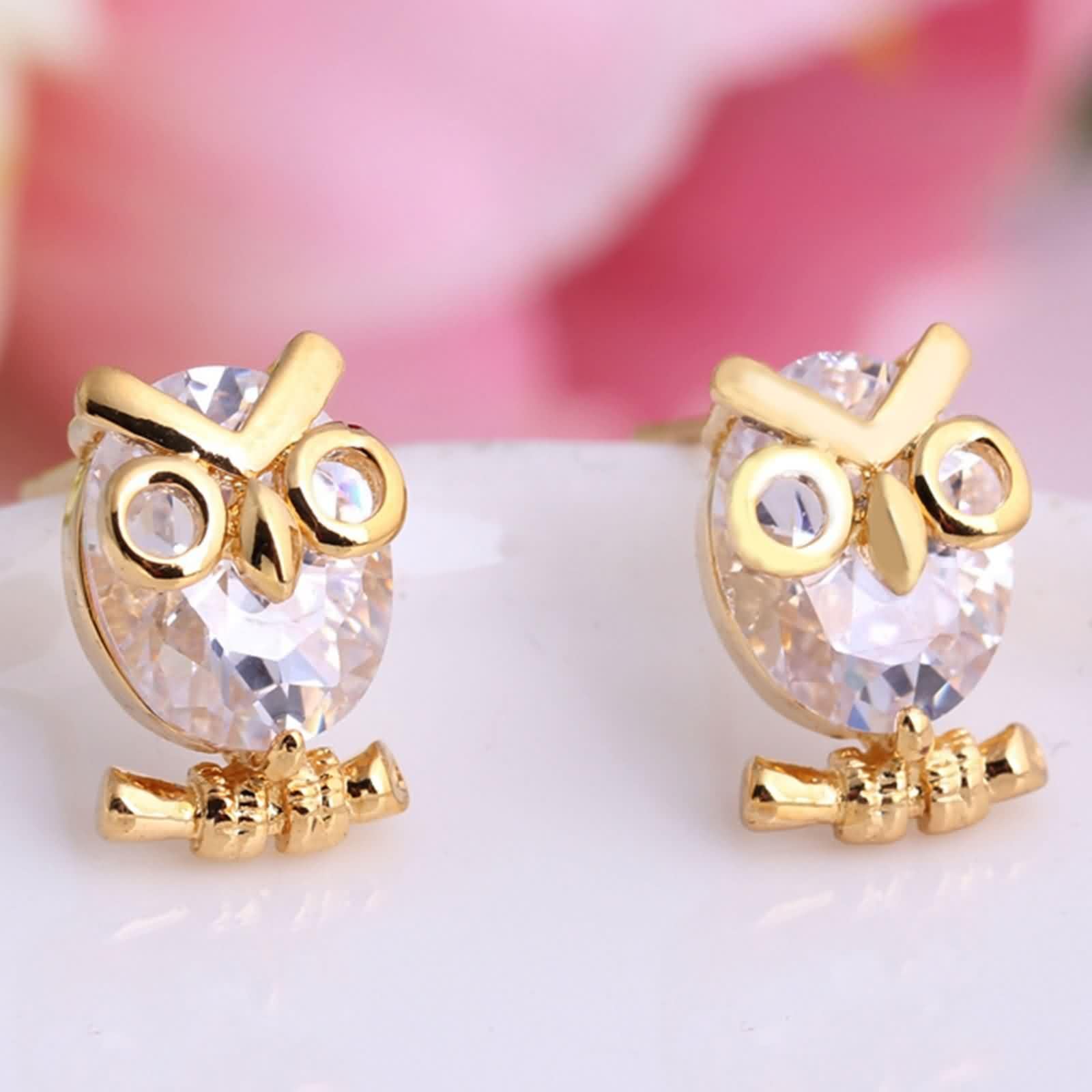 KnSam Pendientes para mujer amatista lila, diseño de búho, oro amarillo de 18 quilates, corte ovalado, Au 750, pendientes boho auténticos, oro
