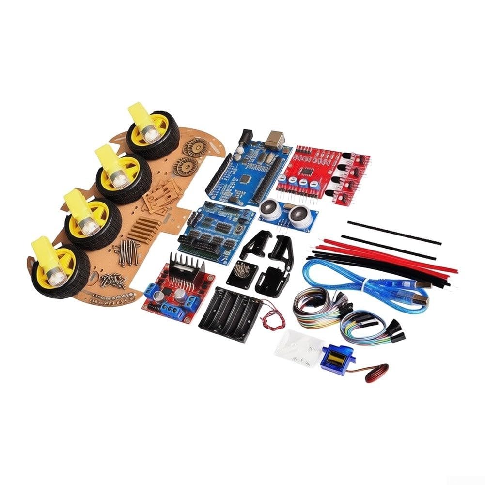 für 4wd Smart Robot Auto Bausatz für Arduino IDE mit für l298n Motor Treiber und Ultraschallsensor – Elektronik Projektbaukasten für STEM Bildung