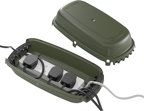 D-Line Outdoor Cable Management Box, IP54, Contain Extension Blocks Outdoors, Weatherproof, Electrical Outlet Box - Green