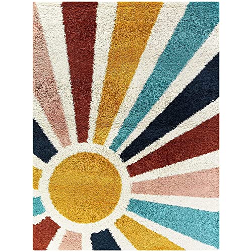 Image of Soft Modern Shag Area Rugs Fluffy Living Room Carpet Comfy Bedroom Home Decorate Floor Kids Playing Mat Size 8x10 Feet Color Multi R