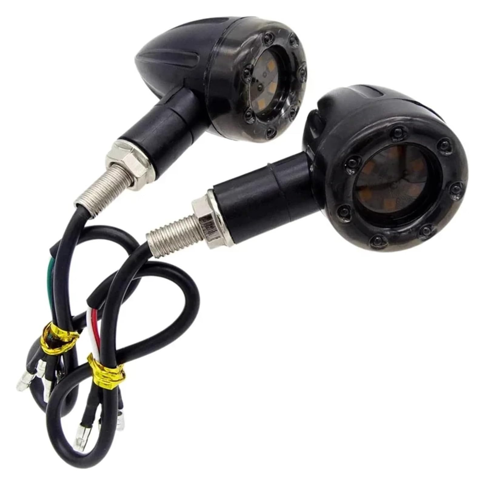 QWQNMC Indicatore Direzione Moto 12V Moto Indicatore di Direzione Nero Indicatori Ambra A Forma Proiettile Freno Rosso E Stop
