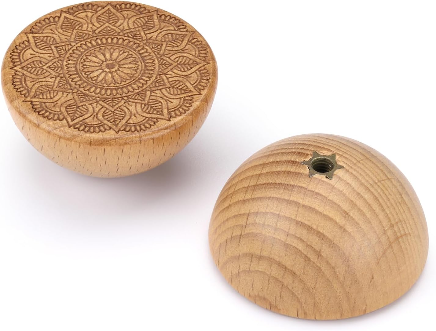 SYZOW Pack of 6 Wooden Furniture Knobs, Wooden Handles for Cupboards, Cabinet Knobs with Screws, Wooden Handles, Furniture, Furniture Handles Wood (6, Wood)