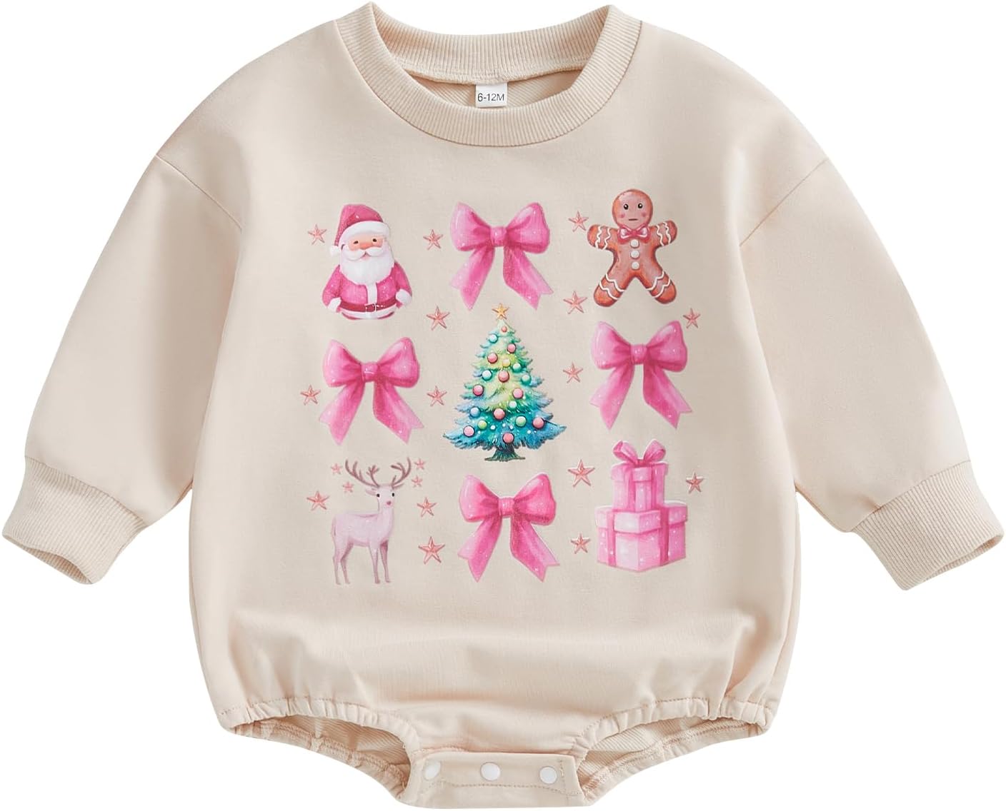 MoZiKQin Baby Christmas Outfit Girl Boy Crewneck Sweatshirt Bubble Romper Sweater Jumpsuit Cute Fall Winter Clothes