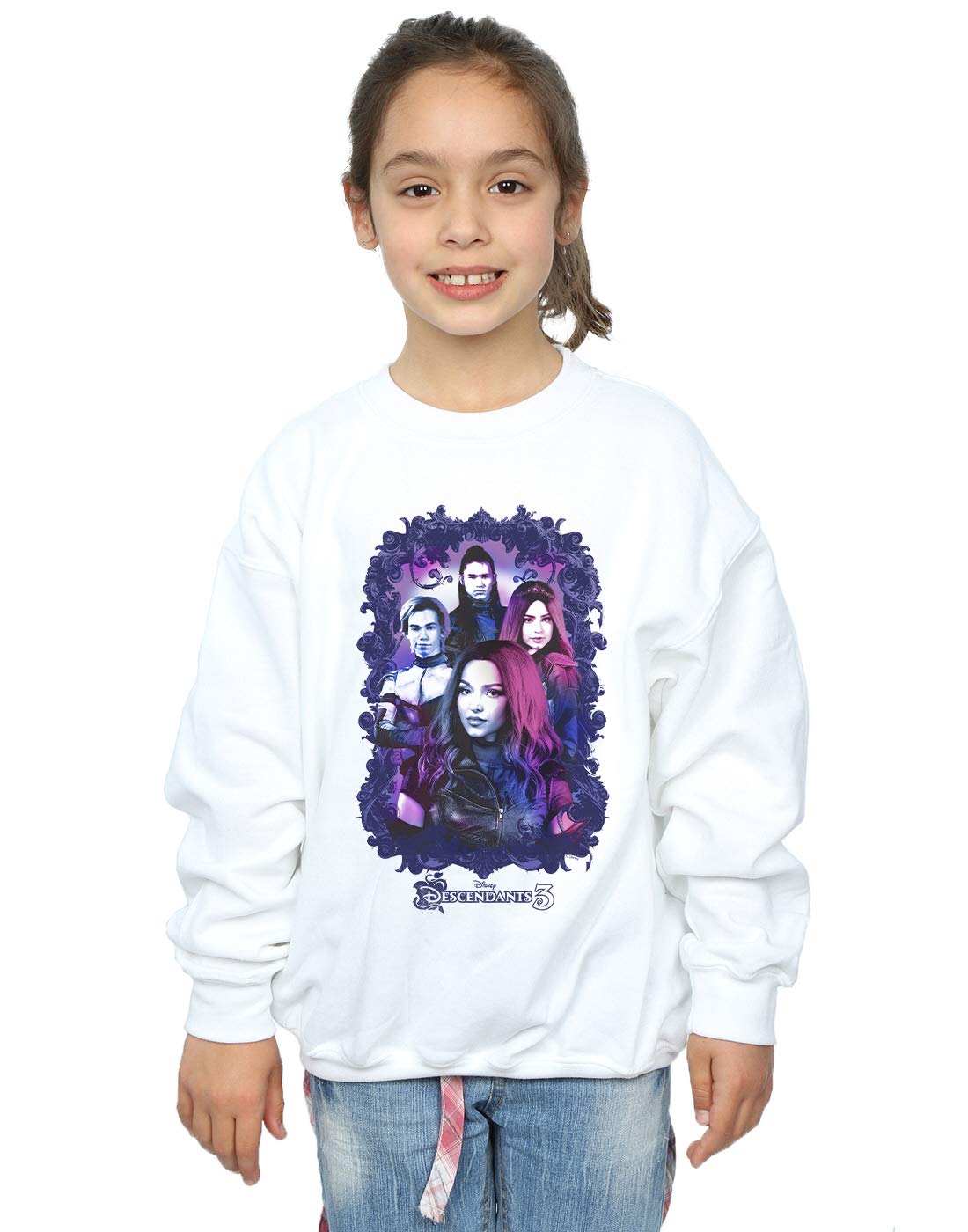 Absolute Cult Girls White Disney The Descendants Group Attitude Sweatshirt 7-8 Years
