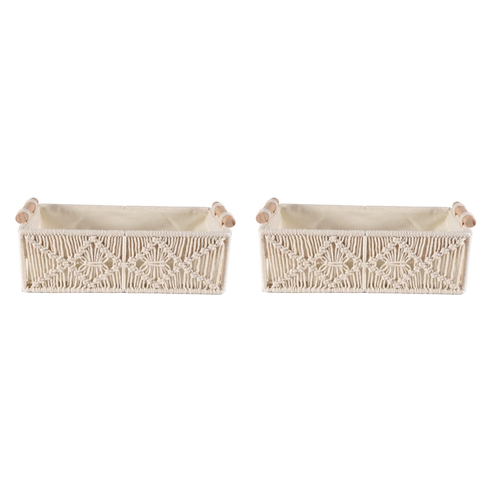 Hndhbfgrt 2X Boho Storage Basket Decor Box Handmade Woven Decorative Countertop Organizer Macrame Baskets for Bedroom Living Room