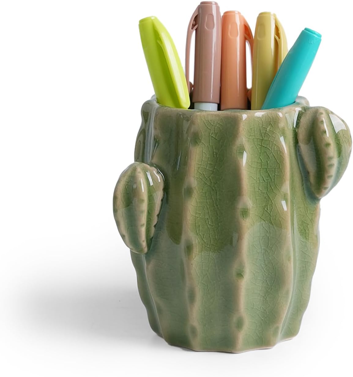 Cactus Ceramic Pencil Holder for Desk, Cute Western Office Decor