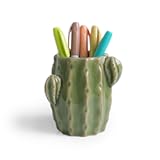 Ceramic Cactus Pen Holder&comma; Cactus Decor Cute Pencil Holder&comma; Makeup Brush Holder for Home&comma; Office Desk Accessories&lpar;Light Green Cactus&rpar;
