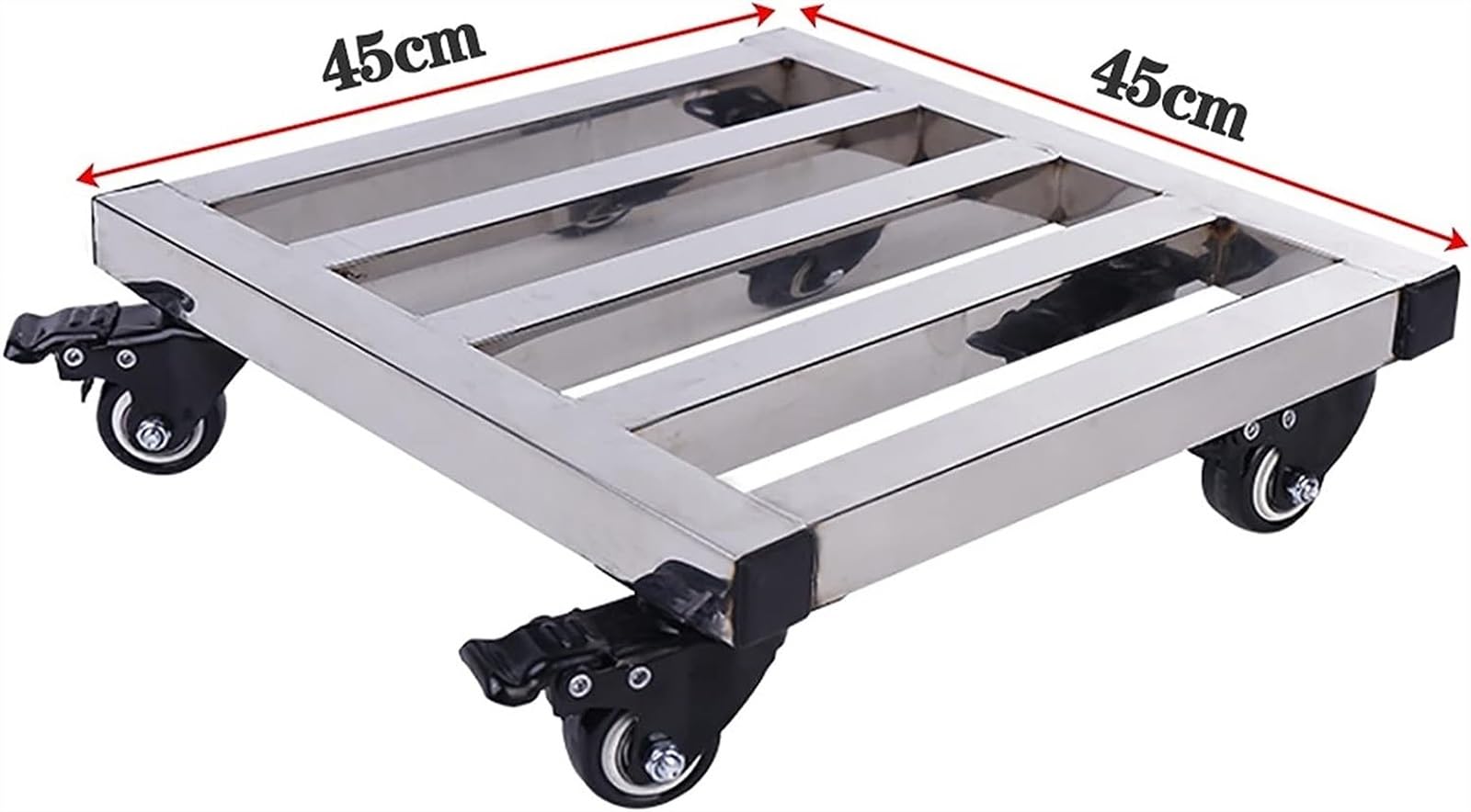 Portavaso in acciaio inox con ruote bloccabili, per interni ed esterni, con rotazione a 360°, facile da spostare, colore: argento