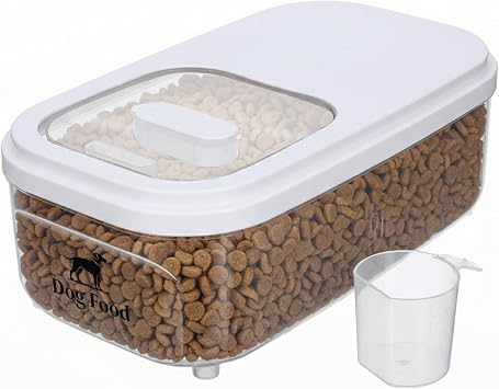 Dog Food Storage Container,6L/67Lbs Pet Food Container with Sliding Lid, Clear Storage Bin For Dog Puppy Dry Food Kibble with Measuaring Cup
