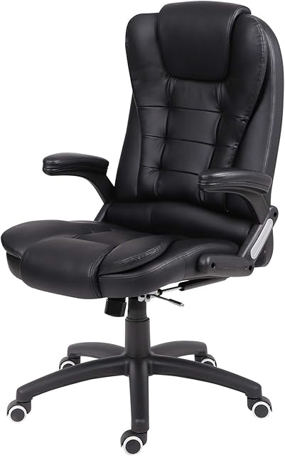 Desk Chair for Home,Executive Extra Padded Office Chair Comfy Reclining Gaming Chair High Back PC Chair Swivel Computer Chair,Home/Office Furniture (Black Leather(No massage))