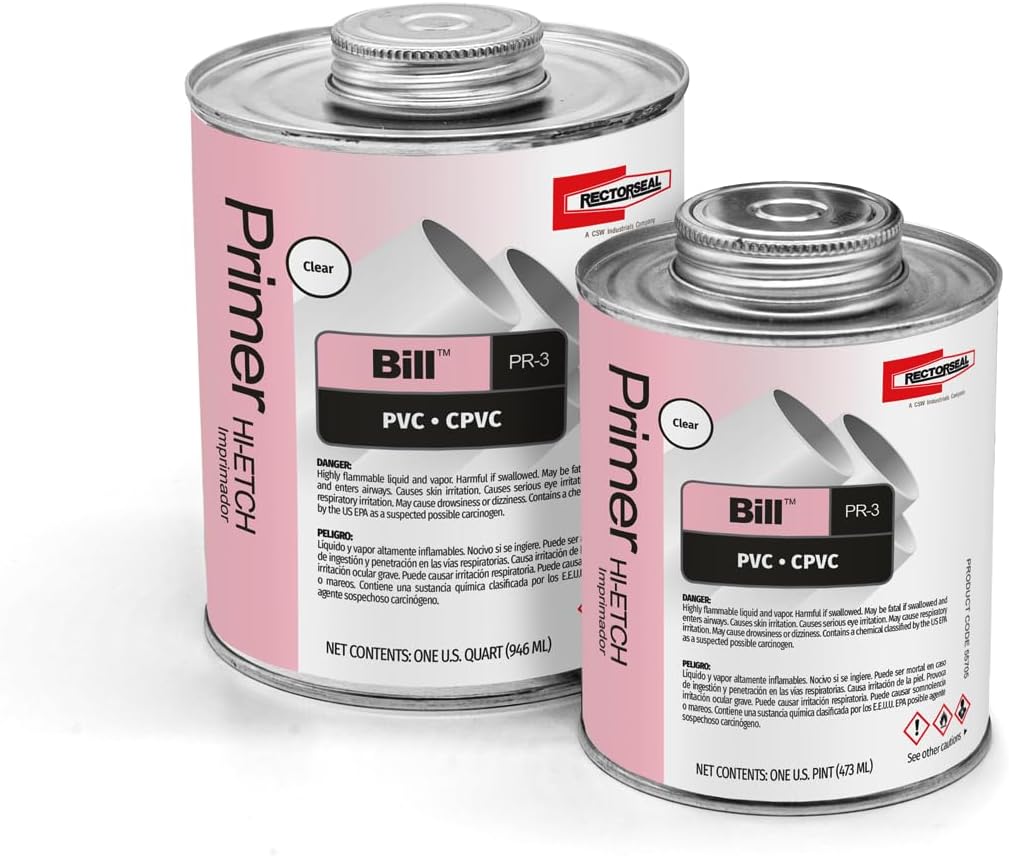 Rectorseal BILL PR-3 55707 Clear Primer, Easy Application, Plumbing, 1 Quart