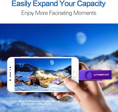 Miniatura 4 de WANSENDA OTG - Unidad flash micro USB 2 en 1 de 16 GB, 32 GB, 64 GB, 128 GB, 256 G, USB, para dispositivos Android, PC, tableta, Mac (64 GB, morado)