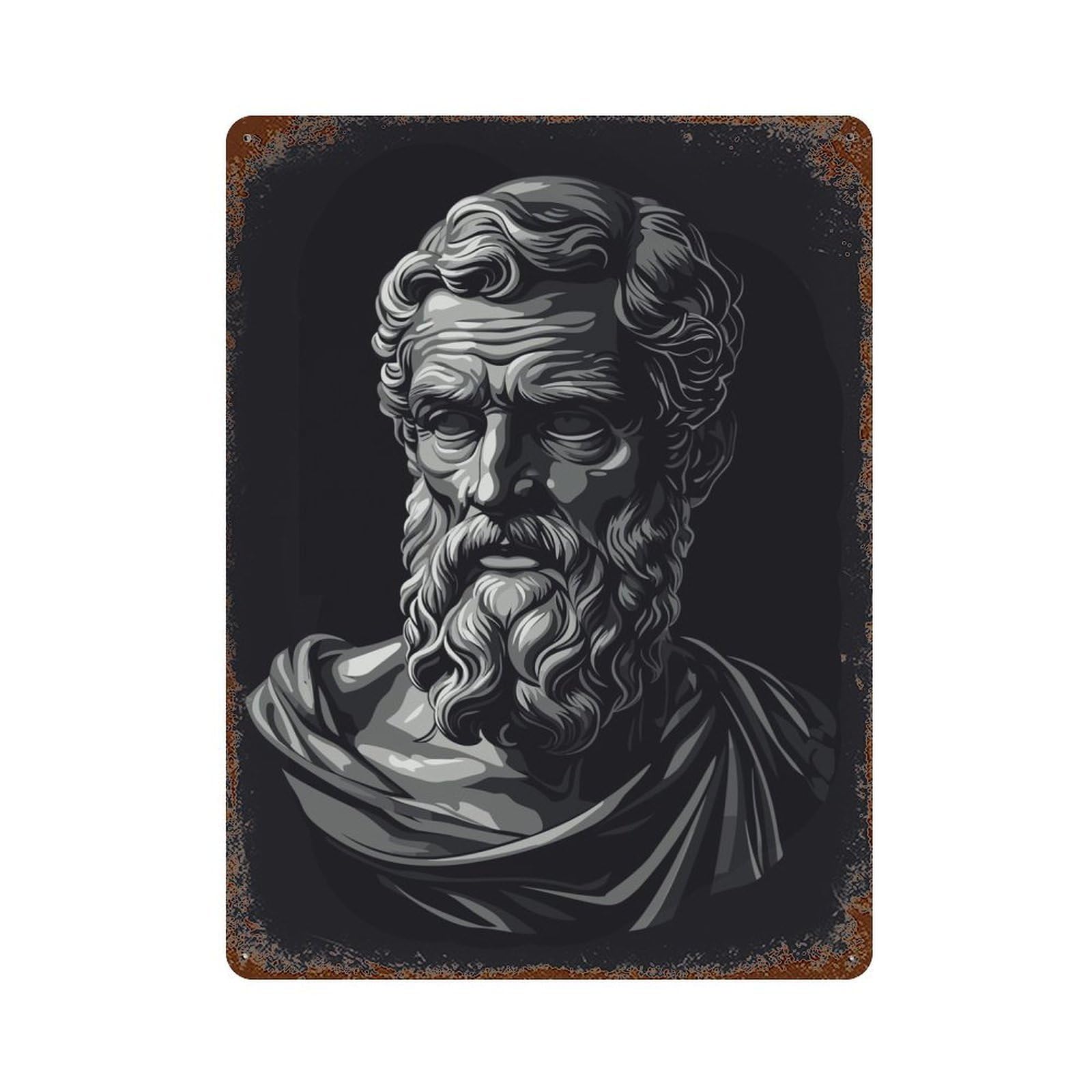 Epicurus Philosopher Decorative Tin Sign 15.7"x11.8", Old School Wall Decor for Garage, Pub Or Kitchen