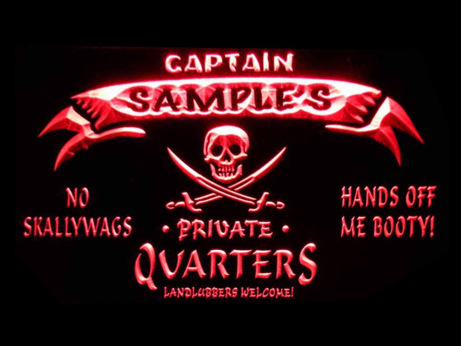 ADVPRO Name Personalized Custom Private Quarters Pirate Man Cave Neon Sign Red 12x8.5 inches st4s32-pw-tm-r